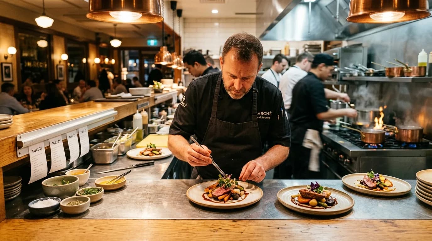 Keukenlijst en draaiboek in de bediening en keuken